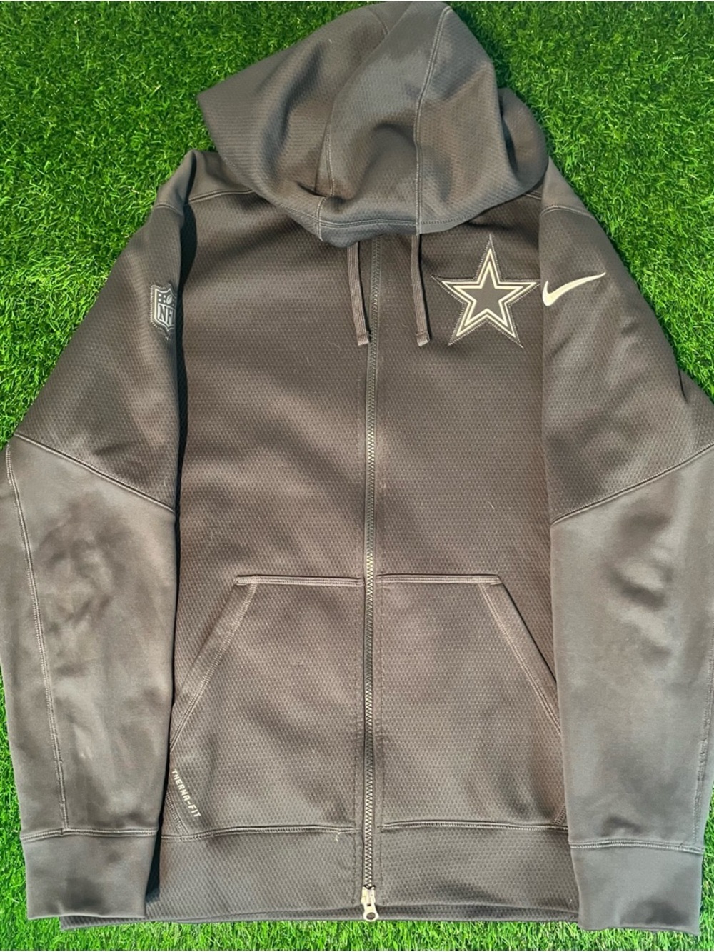 Nike Therma-Fit NFL Dallas Cowboys Gray Fleece Performance Jacket Mens Size M